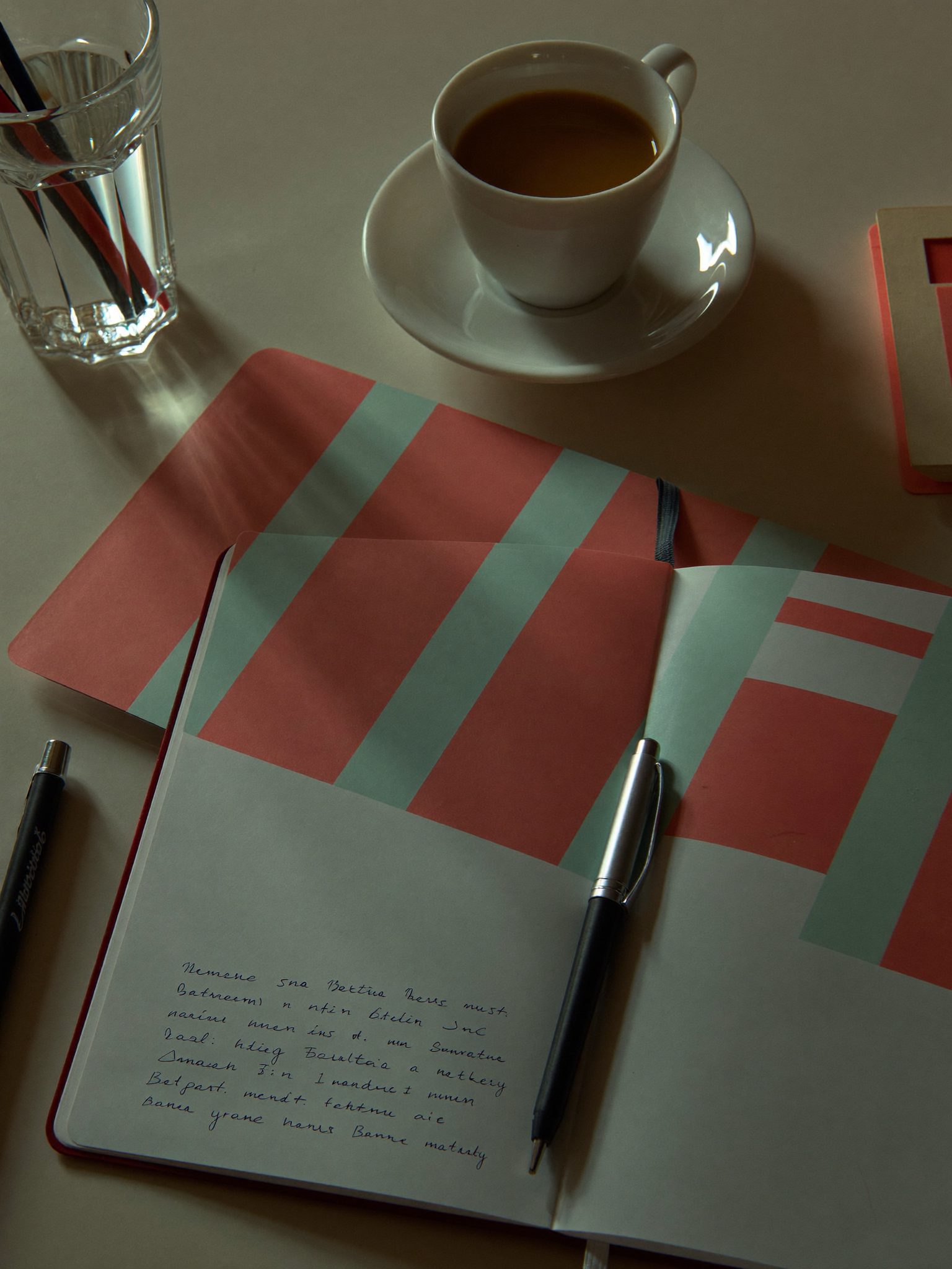 A financial adviser at Brenivo Capital taking notes over coffee