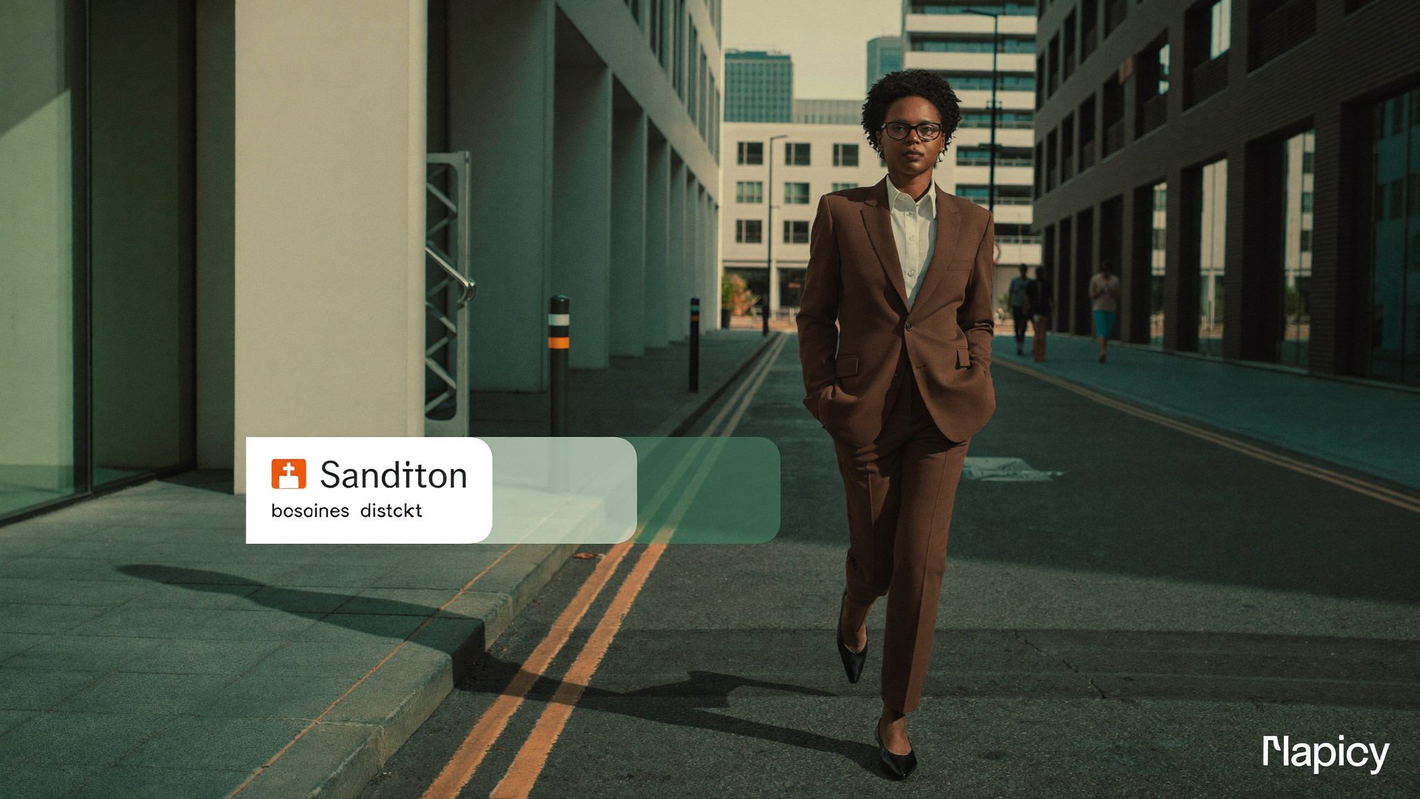 Professional walking along a Sandton street near Brenivo Capital's offices